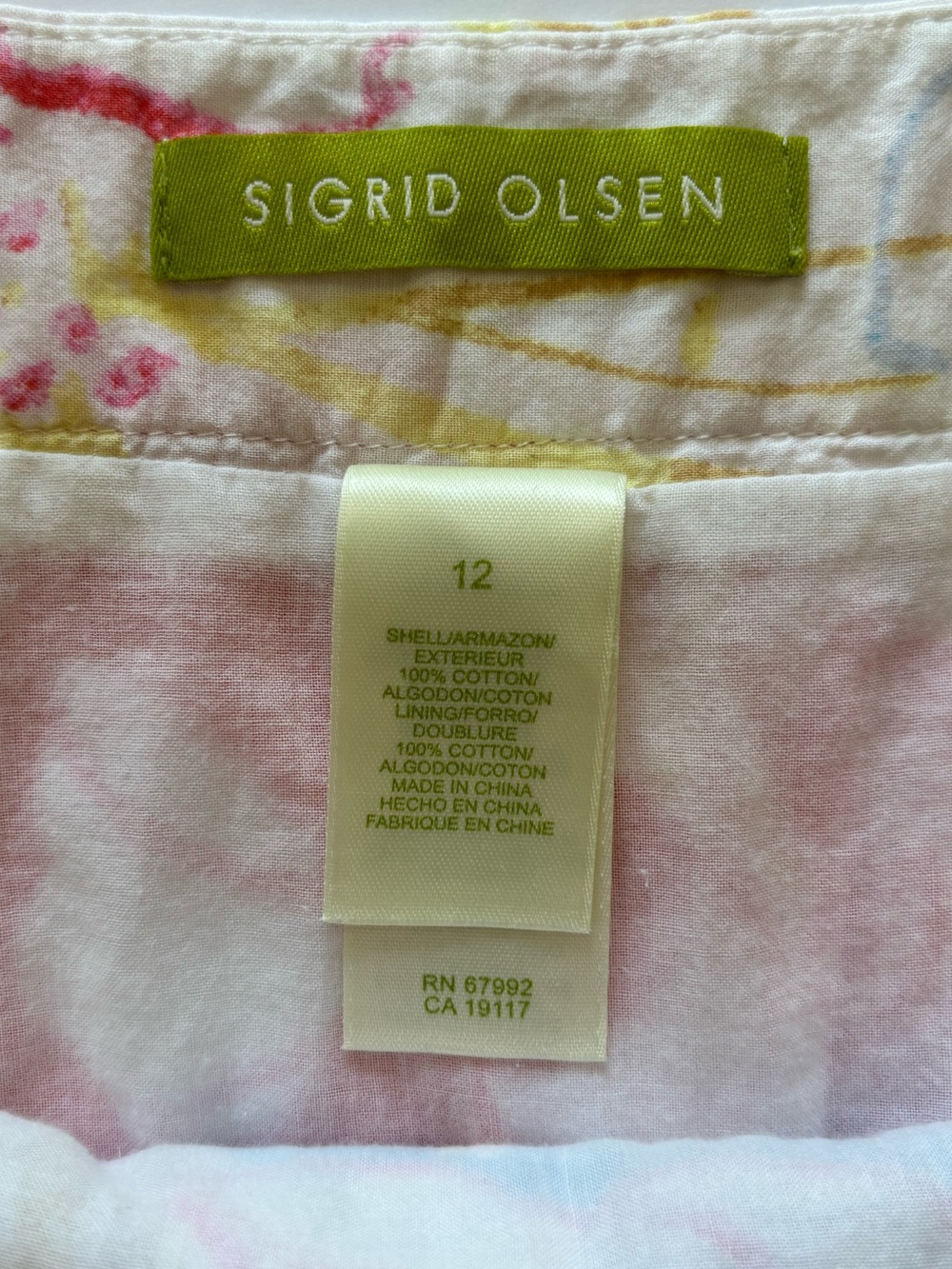 Sigrid Olsen Sz 12 Cotton Floral Print Skirt Blue Pink Cottagecore Resortwear - Picture 6 of 12